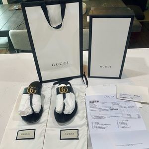 Black Gucci Marmont Sandals 37.5.